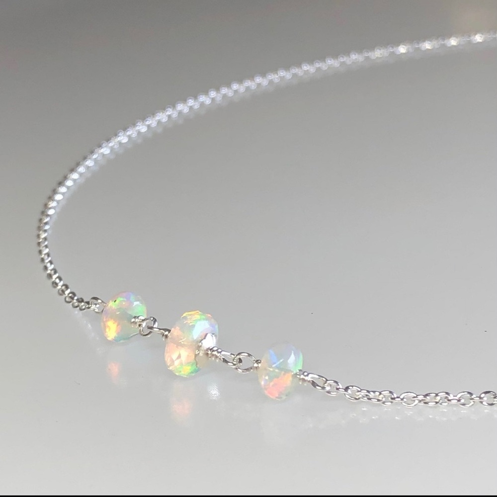 Opal Necklace Choker solid sterling silver